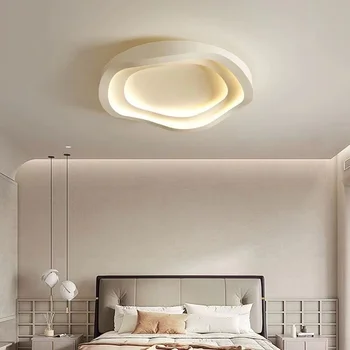 Modern yaratıcı beyaz dairesel yatak odası LED tavan ışık karartma avize tavan lambası oturma odası yemek aydınlatma armatürü