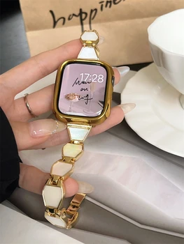 Kabuk Desen Yaratıcı Kadın Bilezik saat kayışı İçin Uygun Apple Watch 7 iwatch İçin Kayış Kayış 6 5 4 SE 3 38mm Metal Kayış