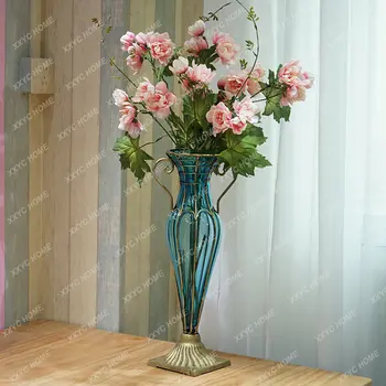 Yaratıcı Dar Ağız Vazo Dekorasyon Topraksız Cam Oturma Odası Şeffaf Çiçek Düzenleme Ev Basit TV Dolabı Yüksek