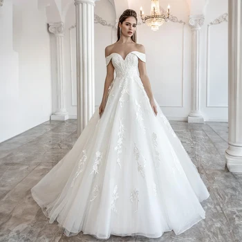 Zarif Kapalı Omuz Tasarım düğün elbisesi Güzel Dantel Aplike İmparatorluğu Bel A-line Rüya Gibi gelinlik vestido de noiva