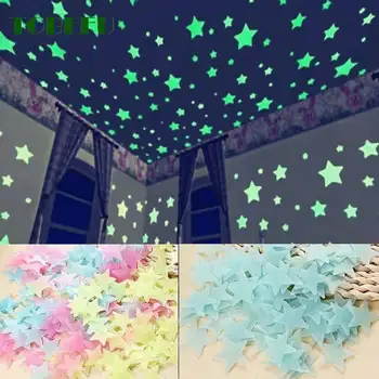 TOBEFU 3D Yıldız ve Kar Enerji Depolama Floresan Glow Karanlık Aydınlık duvar çıkartmaları Çocuklar için Oturma Odası Çıkartması Hediyeler