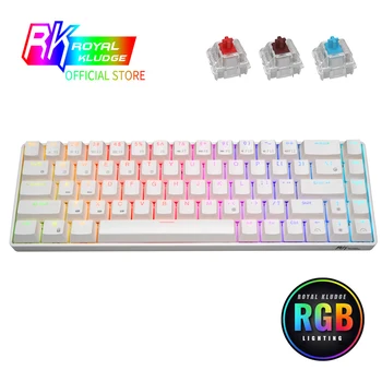 YENİ RK68 (RK855) RGB Kablosuz 65 % Kompakt Mekanik Klavye, 68 Tuşları 60% Bluetooth Çalışırken Değiştirilebilir Oyun Klavyesi Çalışırken değiştirilebilir