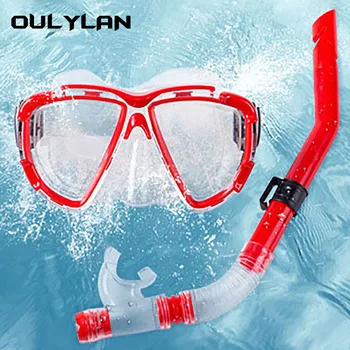 Oulyaln Dalış Aynası Solunum Yetişkinler için Tüplü şnorkelli dalış maskesi Şnorkel Gözlük Yüzme su sporları ekipmanları