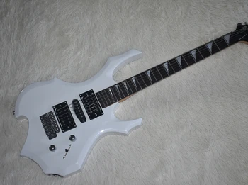 Alien 6 telli elektro gitar, beyaz çınar gövdesi, akçaağaç boynu satışı özelleştirilebilir.