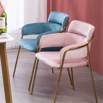 Postmodern Demir yemek sandalyeleri Kumaş Arkalığı Soyunma Yemek Sandalyesi Ev Oturma Odası Mobilya İskandinav Rahat restoran Sandalyesi