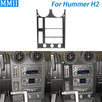 Hummer için H2 2003-2007 Karbon Fiber AC Dashboard Radyo Merkezi Kontrol Paneli Dekoratif Kapak Araba İç dekorasyon çıkartması