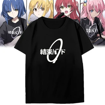 Anime BOCCHİ KAYA! Cosplay T-Shirt Unisex Gotoh Hitori Kita Ikuyo Yamada Ryo Kısa Kollu Siyah Pamuklu Gömlek Casual Tshirt