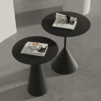 Basit Siyah Kahve Masaları Yuvarlak Tasarımcı Ucuz Minimalist Yan Masalar Ciltli Estetik Mesa Centro Oturma Odası Mobilyaları