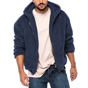Düz Renk Ceket Premium erkek kapüşonlu kışlık ceket Kalın Çift taraflı Polar Yumuşak Soğuk Dayanıklı Ceket fermuarlı Kapatma