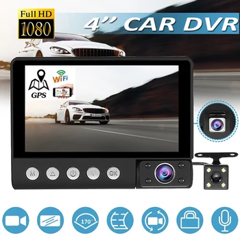 Araba dvr'ı 3 Kanal HD 1080P Video Kaydedici WiFi GPS Dash kamera Registrator Ön İç Arka Kamera Otomatik Kara Kutu Gece Görüş