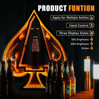 Glow şarap şişesi teşhir LED Aydınlatma likör Şişesi sergileme rafı Maça Ası Şampanya VIP Şişe Sunum Bar Ev için