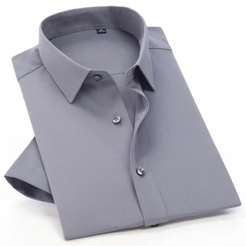 Artı Boyutu 5xl 6xl 8xl Yaz erkek Kısa Kollu Beyaz Elbise Gömlek 2023 Yeni Yüksek Kaliteli Erkek İş Rahat Düz Renk Gömlek