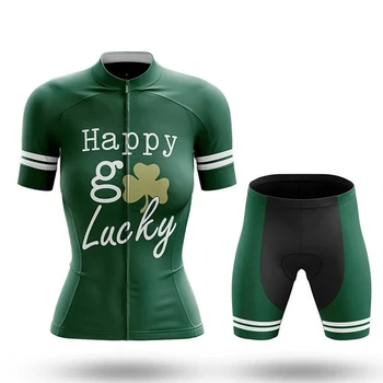Mutlu Gitmek Şanslı Yaz Bisiklet Jersey Kısa Set Aşınma Jel Nefes Ped MTB Giyim Setleri Yol Takım Elbise