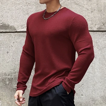 Yeni Uzun Kollu t gömlek Erkekler için Sonbahar Moda Pamuk düz renkli tişörtler Rahat Streetwear erkek tişört uzun kollu erkek üstleri