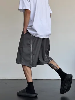 Erkek Rahat Şort Yaz Sokak Hip-Hop Y2K kısa pantolon Gevşek Nefes İpli Geniş bacak Şort Erkek Moda Giyim