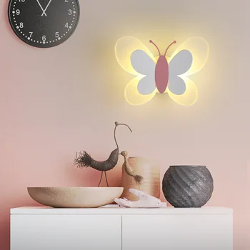 LED Yatak Odası Başucu Lambası Ayarlanabilir Açı Basit Oturma Odası Arka Plan Duvar Dekoratif Lamba çocuk Odası Kelebek Duvar Lambası