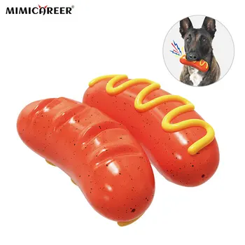 Pet Eğitim Squeak Oyuncaklar Interaktif TPR Temiz Diş Köpek Oyuncak Hot Dog Açık Izgara Sosis Temizleme Pet Malzemeleri