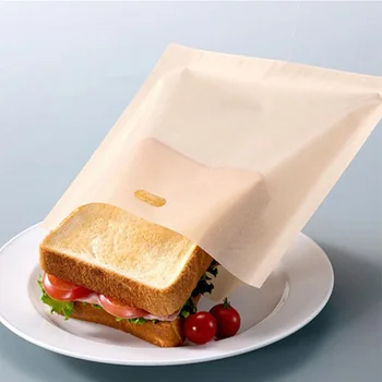 10 Adet/paket Teflon Yüksek sıcaklık Pişirme Paketleme Çantası Tost sandviç poşetleri unlu mamuller İçin Ambalaj Poşetleri Mikrodalga Fırın Çantası