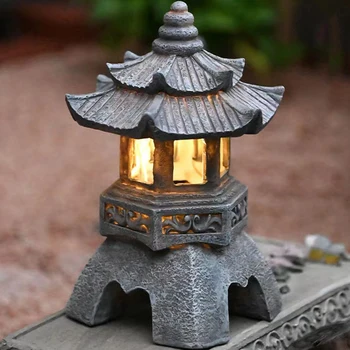 Retro Güneş Pagoda Lambası bahçe lambası Kulesi Heykeli Fener IP55 su geçirmez solar ampul ışık Açık Heykel Çim Bahçe Dekor
