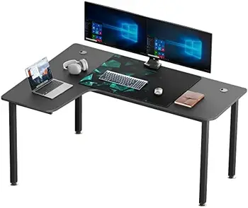 Şekilli Oyun Masası, 61 İnç Köşe Bilgisayar Masası, Modern Ofis Çalışma Yazı Masası, Ev Oyun Masası Mouse Pad ve Kablo ile