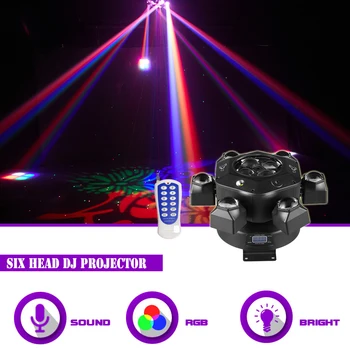 Sunart 6 LED Hareketli Kafa Projektör Sahne Etkisi Aydınlatma Lazer DJ Disko Düğün Parti Konser DMX Ses ışın Fikstür