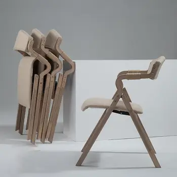 Masif ahşap yemek sandalyeleri Oyun Mutfak Basit Retro Katlanır Arkalığı Yemek Sandalyesi Eğlence Şezlong Cadeiras İskandinav Mobilya