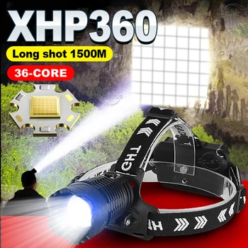 Süper XHP360 Güçlü LED Far USB şarj edilebilir kafa Lambaları Yüksek Güç Kafa Feneri XHP199 Far 18650 kamp feneri