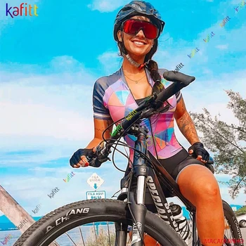 Spor Seti kadın Bisiklet Triatlon Kısa Kollu Bisiklet Tulum Skinsuit bisikletçi giysisi Macaquinho