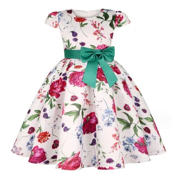 Yeni Kız Çocuklar Çiçek Çiçek Zarif Rahat Prenses Elbiseler Çocuk Giyim Noel Doğum Günü Düğün Bebek Kız Elbise 2023