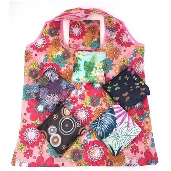 Moda Çiçek Eko tekrar kullanılabilir alışveriş poşetleri Katlanabilir alışveriş çantası Tote Seyahat Taşınabilir Omuz Bakkal çantalar depolama El Çantası