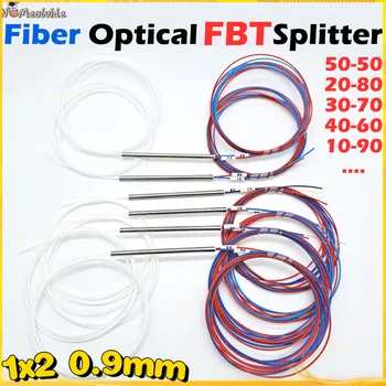20 ADET 1x2 0.9 mm dengesiz çoğaltıcı fiber optik FBT splitter 50:50 10:90 isteğe bağlı bölünmüş oranı konektörü olmadan En İyi Kalite