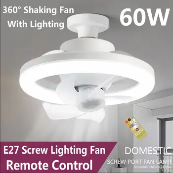 60W Xiaomi tavan vantilatörü E27 led ışık Uzaktan Kumanda 360° Rotasyon Soğutma Elektrikli Fan Lambası 3 Hız Avize Odası Dekor İçin