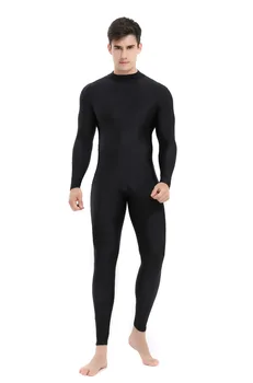 Speerıse Erkek Siyah Balıkçı Yaka Spandex Uzun Kollu Unitard Unisex Tam Boy Bale Bodysuit Ayaksız Giyim Kostüm