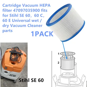 1 ADET Kartuş Vakum HEPA filtre 47097035900 uyar Stihl SE 60,60 C,60 E Evrensel ıslak / kuru elektrik süpürgesi parçaları