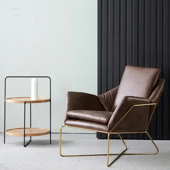 Modern Minimalist Yatak Odası Balkon Arka Koltuk İskandinav Deri Oturma Odası Sandalyeleri Ev Mobilyaları Tasarımcı Kanepe Sandalyeler Ofis için