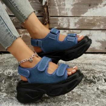Kadın Beyaz Tıknaz Sandalet Yaz 2023 Yeni Yüksek Platform Takozlar Ayakkabı Kadın Kaymaz Kalın Alt