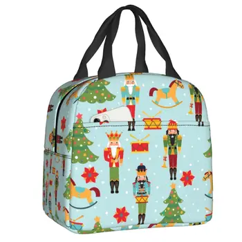 Noel Fındıkkıran Desen Yalıtımlı yemek taşıma çantası Kadınlar için Oyuncak Asker Soğutucu Termal Bento Kutusu Çocuklar Okul Çocukları