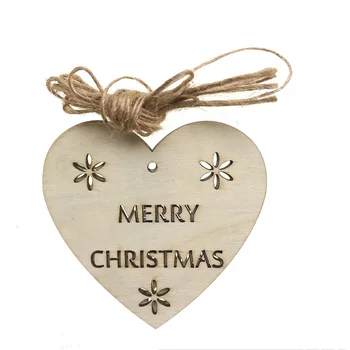 10 adet 8cm Creaides Ahşap Kalp Şeklinde askı süsleri Kalp Ahşap DIY El Sanatları Kesikler Delikli Kenevir Halatlar Noel için