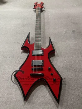 Kırmızı Elektro Gitar BC Vücut Siyah Kenar Sabit Köprü Gülağacı klavye 22 Frest Kırmızı Eşkenar Dörtgen Kakma HH Manyetikler Siyah Tuner
