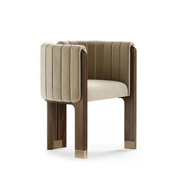 Kumaş Masif Ahşap Modern Lüks Yemek Sandalyesi Tasarım Sandalye Paslanmaz Çelik Tek Özelleştirme