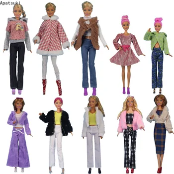 Kış oyuncak bebek giysileri Seti barbie bebek Kıyafet Ceket Üst Etek Pantolon Barbie 1/6 Bebek Aksesuarları Çocuklar DIY Oyuncaklar Çocuklar İçin