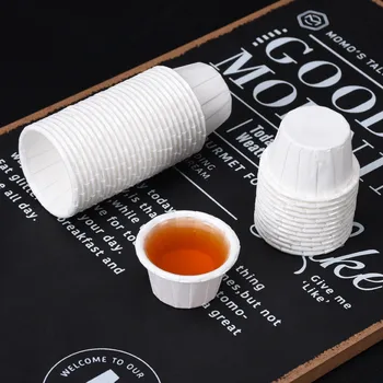 100 Adet 15ml Mini Tek Kullanımlık Küçük beyaz kağıt bardaklar Tadım Yoğurt çaylı içecek Deneyin Kaplamalı Kağıt Durumda