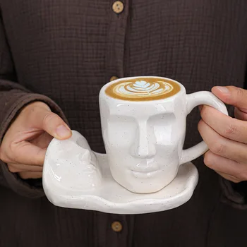 Seramik Kahve fincan tabağı ile Ev Çay su bardağı Çift Kahvaltı Süt tepsili kupa Sanatsal çay fincanları Seti Mutfak Drinkware