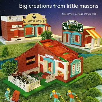 Mini Küçük Mason Dıy Kabin Bina Villa Simülasyon Mini Tuğla Montaj çocuk Yapı Oyuncak Hediye