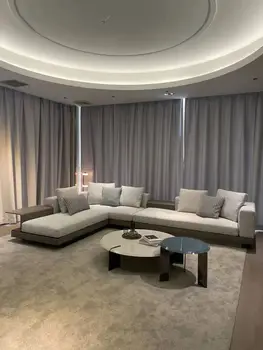Connery kumaş kanepe İtalyan minimalist oturma odası büyük villa high-end tasarımcı köşe pamuk ve keten kanepe