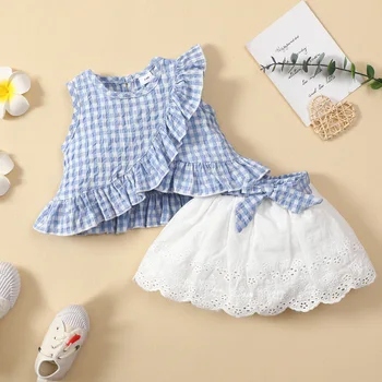 Inant Toddler Rahat Setleri Bebek Yaz Giyim Etek Takım Elbise 2 ADET Yenidoğan Bebek Kız Katı Elbise Üstleri + Şort Elbise Nervürlü Kıyafet