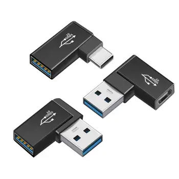 Tip-C USB 3.0 Adaptörü USB3.0 To USB3.0 Adaptörü 90 Derece şarj adaptörleri İçin Video / Ses Sinyal İletimi Hızlı