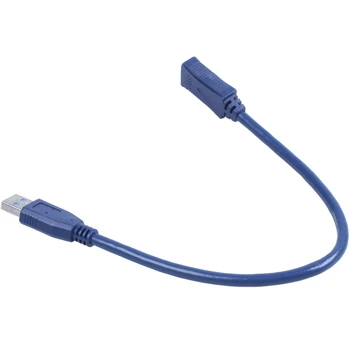 Mavi USB 3.0 Erkek-Erkek F / M Tip A konnektör uzatma kablosu 30cm
