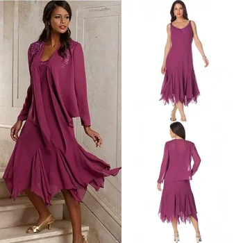 Vintage Şifon Scoop A-Line anne gelinlik Örgün Parti Düğün Moda Takım Elbise Ceket Artı Boyutu Custom Made 2023