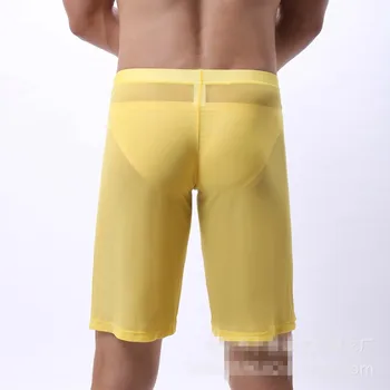 Eğlenceli İç Çamaşırı Örgü Orta Pantolon Hollow Out Nefes Ultra İnce Seksi Erkek İç Çamaşırı Boksörler Erkekler için Hediyeler